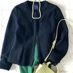 美品 定価30,800 トゥモローランド  ウールナイロン ノーカラージャケット 2025年最新】TOMORROWLAND レディース ノーカラージャケットの