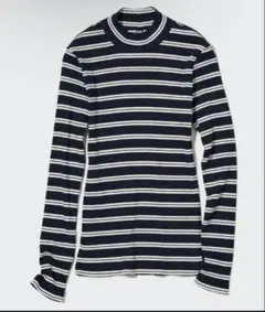 UNIQLO ユニクロ ブラック/ホワイト ストライプ Tシャツ L 300