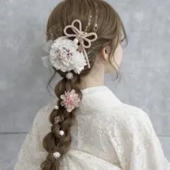 ダリアピンク♡金箔付♡髪飾り ヘッドドレス 前撮り 成人式 卒業式 七五三