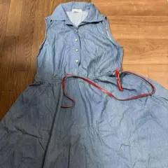 デニムワンピース 赤ベルト付