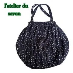 l'atelier du savon 白ドットバルーンバッグ黒水玉のサムネイル