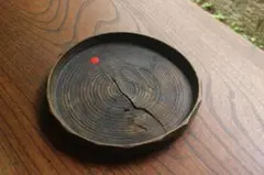 村瀬治兵衛作！堅牢刳り貫き木地に深みある擦り漆の映える菓子盆（検