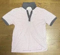 タケオキクチ　ピンクとグレーのストライプ ポロシャツ サイズ3