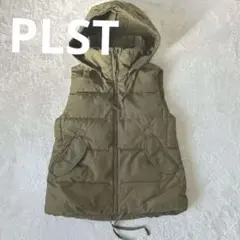 PLST オリーブダウンベスト　フード取り外し可能　Mサイズ