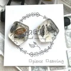 no.462 SALE！レジンピアス　クリアー　変形　羽　/ ブラック