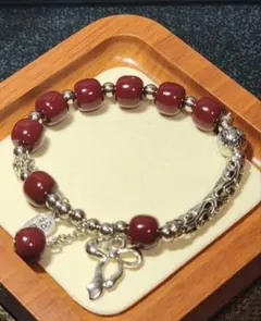 ハンドメイドブレスレット赤系