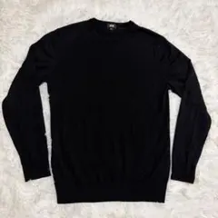 ユニクロ　エクストラファインメリノクルーネックセーターブラック 長袖セーター L