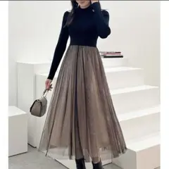 MERCURYDUO チュールドッキング2‪wayニットワンピース