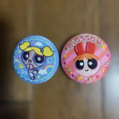 パワーパフガールズ 刺繍缶バッジ2個セット【バブルス　ブロッサム】