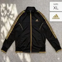 adidas トラックジャケット ブラック ゴールド XL