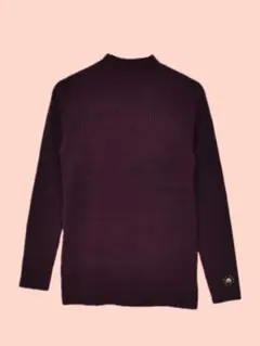 リブ編みハイネックセーター ボルドー バーガンディ