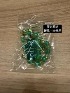 キラキラビーズストラップ　グリーン　緑　推し活　平成女児　ガチャガチャ