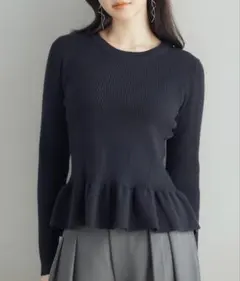 ニット レディース トップス プルオーバー クルーネック ペプラム裾