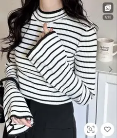 GeeRa フレア袖 リブニット