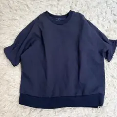 ◆ SHIPS シップス　ネイビー シンプル 半袖カットソー 裾リブ