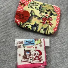 （新品）レトロ風ポーチ・ハンカチ（2点セット）