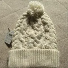 値下げ 新品タグ付き SM2 ケーブル編みニット帽 ポンポン付き ニット帽子