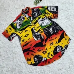 RASTA REGGAE ラスタレゲエ ボブマーリー風総柄　半袖シャツ Y2K