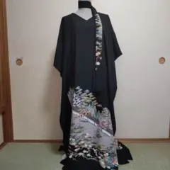 正絹 作家物 未使用品 黒留袖 着物リメイク ロングドレス セミオーダー 正絹 友禅 黒留袖 着物リメイク ロングドレス セミオーダー - メルカリ