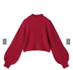 GRL モックネックボリュームスリーブニットトップス Mサイズ 赤