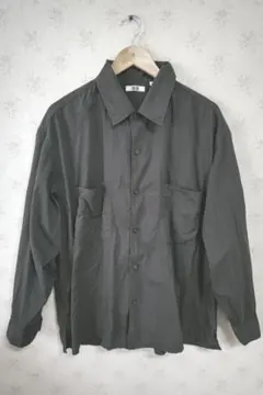☆UNIQLO ユニクロ コットン シャツ ブラウス ダークグレー XL☆