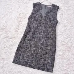 美品✨【ジャスグリッティー】ツイードジレ ベスト ラメ 金ボタン 黒 1 可愛い