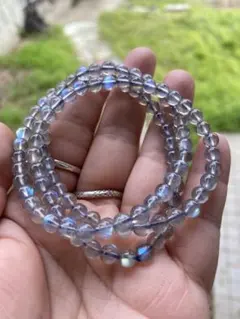 一点物　天然高品質　強シラーラブラドライトブレスレット　3連