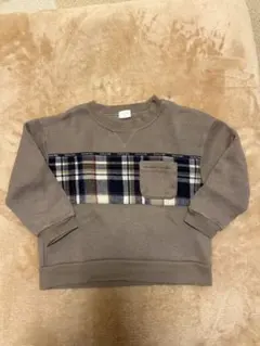 SIMPLE FREE グレー チェックポケット トレーナー 100