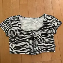 BABY SHOOP ゼブラ柄 フロントジップ ショート Tシャツのサムネイル