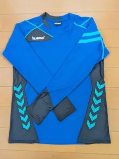 hummel 青 長袖 スポーツウェア