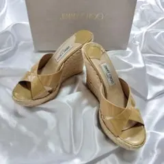 JIMMY CHOO*ジミーチュウ　エスパドリーユヒールサンダル　ベージュ 40のサムネイル