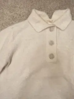白　半袖　ニット　 H&M 秋　XS ボタン　襟付き