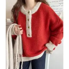 Java ニット セーター 赤 M相当