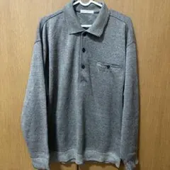 長袖 ポロシャツ グレー LL
