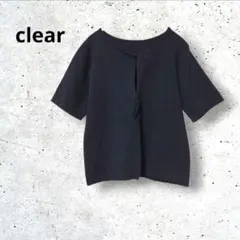 clear/クリア　半袖ニット　カーディガン風　レーヨン混　ブラック　黒のサムネイル