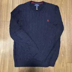 ラルフローレン ケーブルニット セーター ボーイズXL ネイビー クルーネック