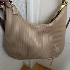 U.S.POLOASSN.ベージュ ストライプデザイン 2wayショルダーバッグ