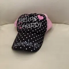 キッズ メッシュキャップ ドット柄 ピンク ブラック