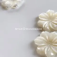 マザーオブパールフラワー☆14kgfフープピアス/フープイヤリング