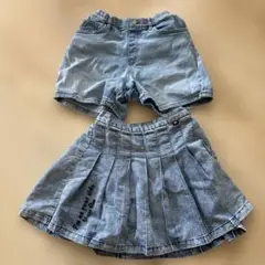 デニム ハーフパンツとスカートセット