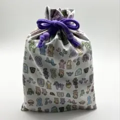 白　埴輪　はにわ　模様　御朱印帳袋　大判サイズ　巾着袋 和柄　ハンドメイド