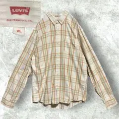Levi’s チェック ボタンダウンシャツ オレンジ×グリーン系 ビッグサイズ