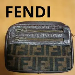 FENDI　ポーチ　FFロゴ　ズッカ　ブラウン　ズッキーノ　バッグ　正規品
