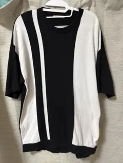 ZARA サマーニット 半袖 トップス M 白黒 ボーダー