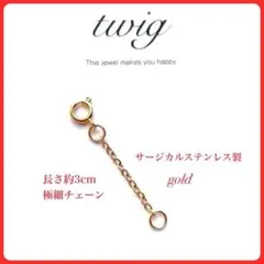 554極細ネックレス延長アジャスターゴールドサージカルステンレス3㎝長さオーダー