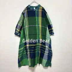Golden Bear ゴールデンベア【LL】Aラインワンピース チェック 緑