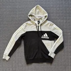 adidas フルジップパーカー Sグレー/ブラック