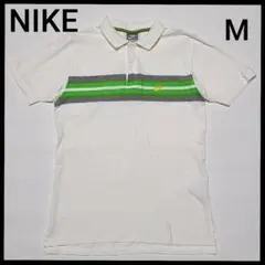 NIKE　ナイキ　半袖　ポロシャツ　白　黄緑　ワンポイントロゴ　Mのサムネイル