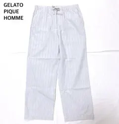 【美品】GELATO PIQUE HOMME ストライプ柄パンツ　刺繍　メンズ
