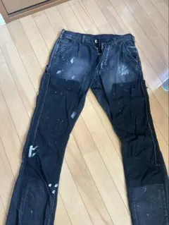 mnml ブラック ダメージデニムパンツ